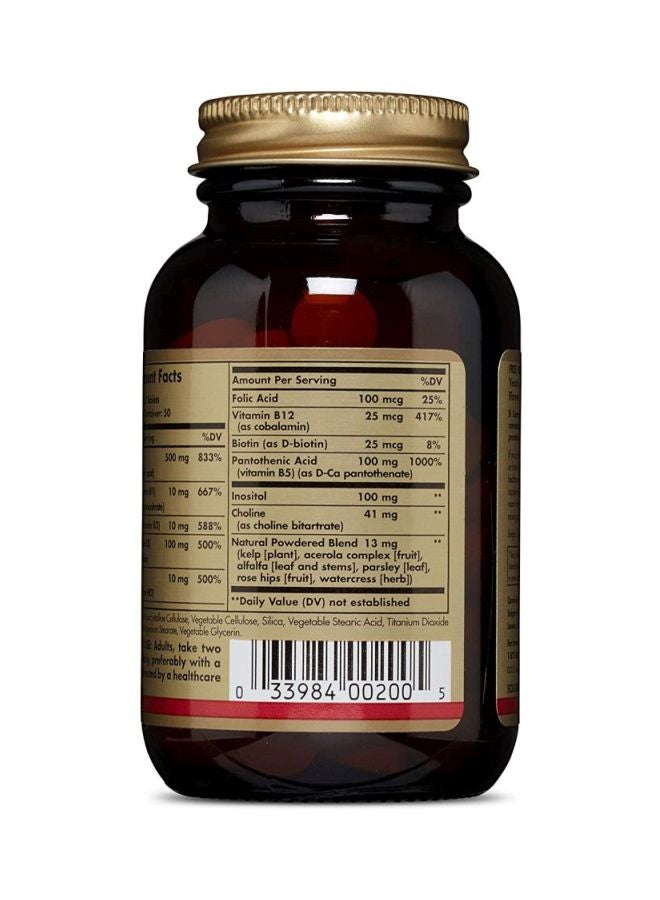 Solgar B-Complex '100' Dietary Supplement - 100 Vegetable Capsules - Image 3