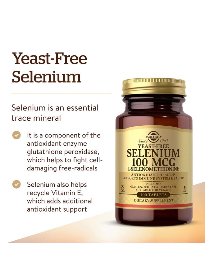Solgar - Yeast-Free Selenium 100mcg - 100 Tablets - Image 1