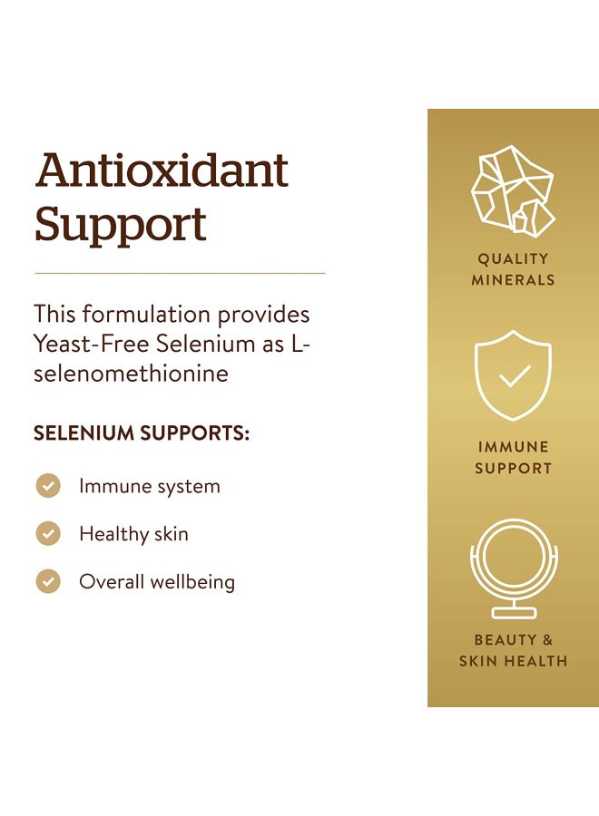 Solgar - Yeast-Free Selenium 100mcg - 100 Tablets - Image 1