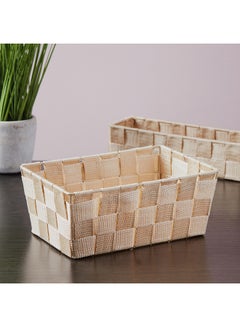 هوم بوكس سلة بارزة الملمس بأحزمة - 22x14.5x9 سم بيج 22x14.5x9سم  - Image 4