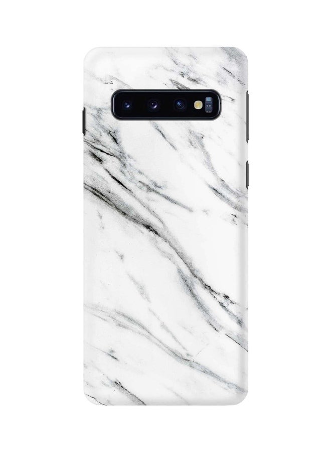 ستايلايزد غطاء حماية واقٍ بطبعة رخامية لهاتف سامسونج جالاكسي S10 أبيض/أسود/رمادي - Image 1