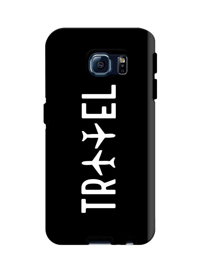 ستايلايزد غطاء حماية من سلسلة تاف برو بطبعة كلمة "Travel" لهاتف سامسونج جالاكسي S6 إيدج أسود/ أبيض - Image 1