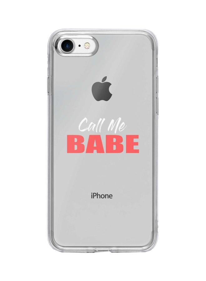ستايلايزد غطاء حماية من سلسلة كلاسيك كلير بطبعة عبارة Call Me Babe لهاتف أبل آيفون 7 شفاف/أحمر/أبيض - Image 1
