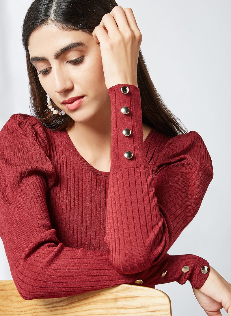 ONLY - Puff Sleeve Bodycon Dress Pomegranate - Image 1