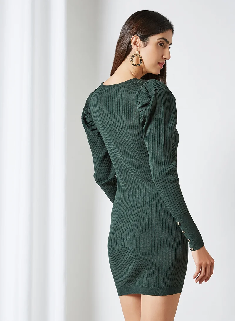 ONLY Puff Sleeve Bodycon Dress Pine Grove