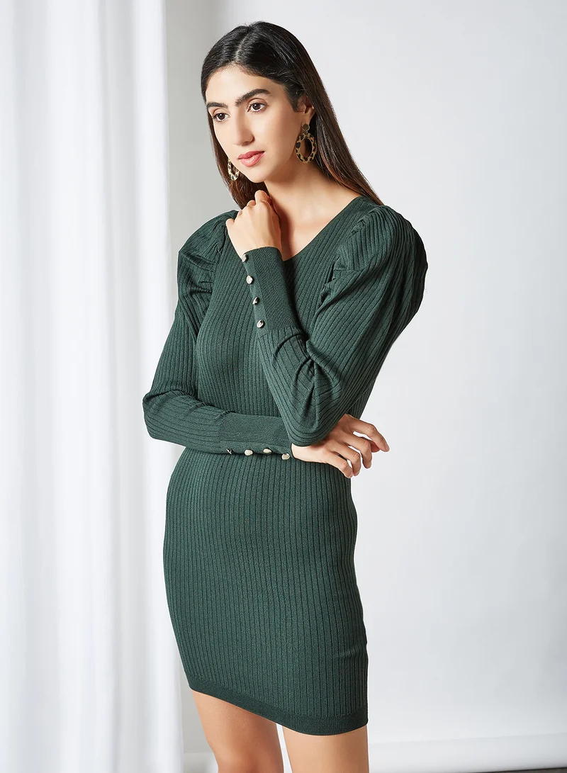 ONLY Puff Sleeve Bodycon Dress Pine Grove