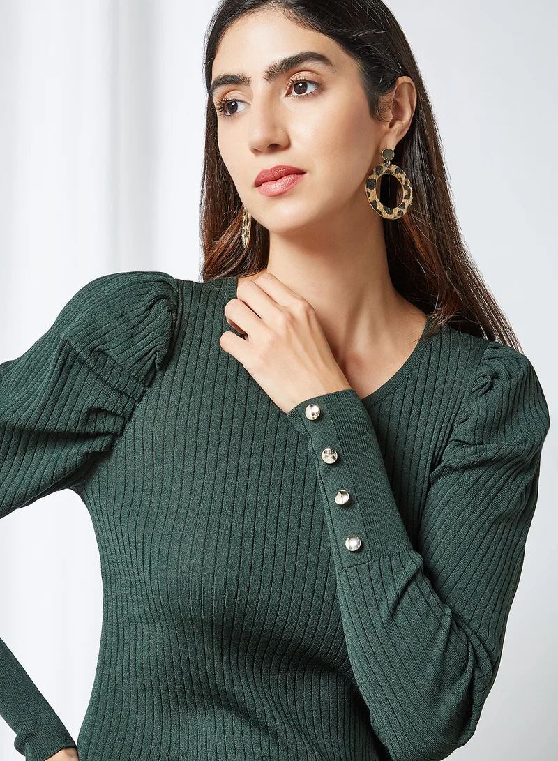 ONLY Puff Sleeve Bodycon Dress Pine Grove