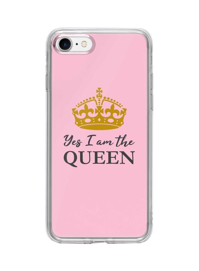 Stylizedd Yes I am Queen Printed Protective Case Cover For Apple iPhone 7 Pink/Brown - Image 1