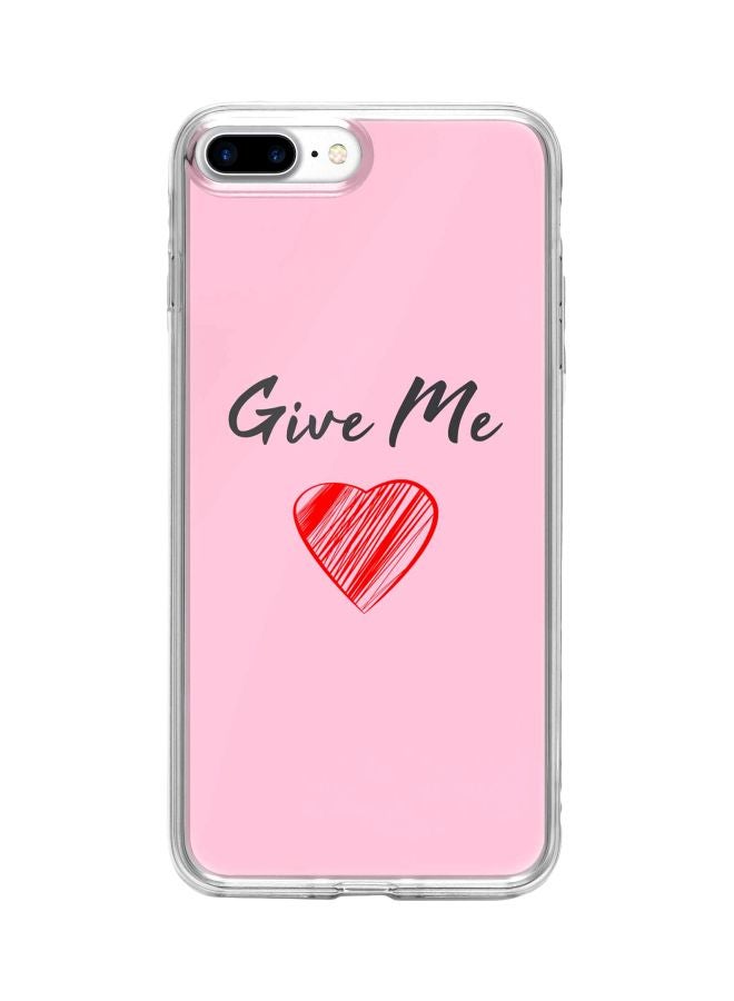 Stylizedd Classic Clear Series Give Me Love Printed Case Cover For Apple iPhone 8 Plus Pink/Black - Image 1