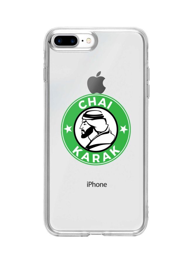 ستايلايزد غطاء حماية بطبعة عبارة "Chai Karak" لهاتف أبل آيفون 8 بلس شفاف/ أخضر/ أبيض - Image 1