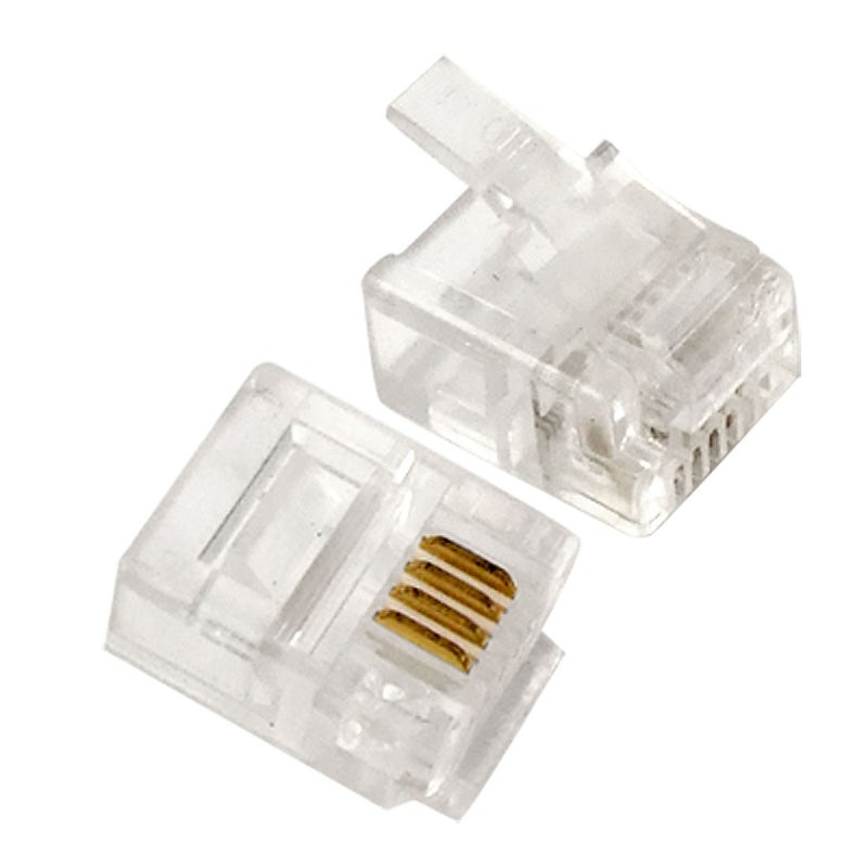 100-Piece Modular Telephone Phone Crystal Plug Connector Clear - Image 1