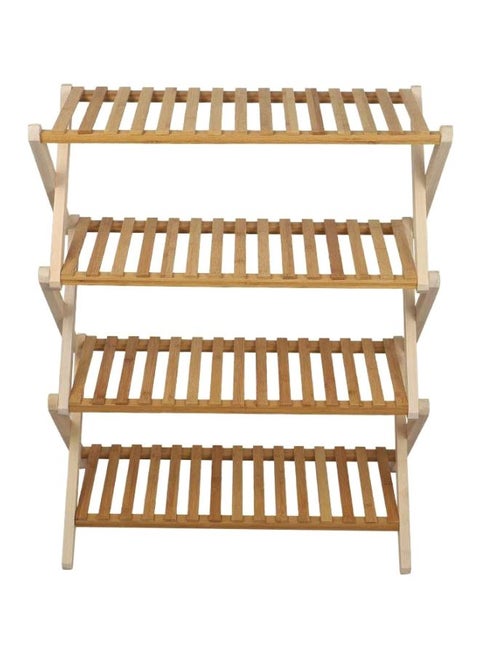 4-Tier Foldable Shoe Rack Brown/Beige 100 x 25 x 68cm