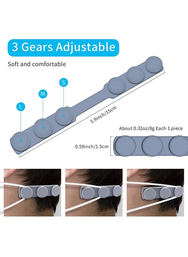 6-Piece Adjustable Pain Relief Silicone Mask Strap Extenders Ear Hook Blue - Image 3