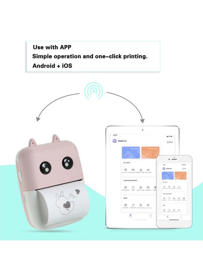Aibecy Bluetooth Pocket Thermal Printer 10.9x3.8x7.9cm Pink/White - Image 4