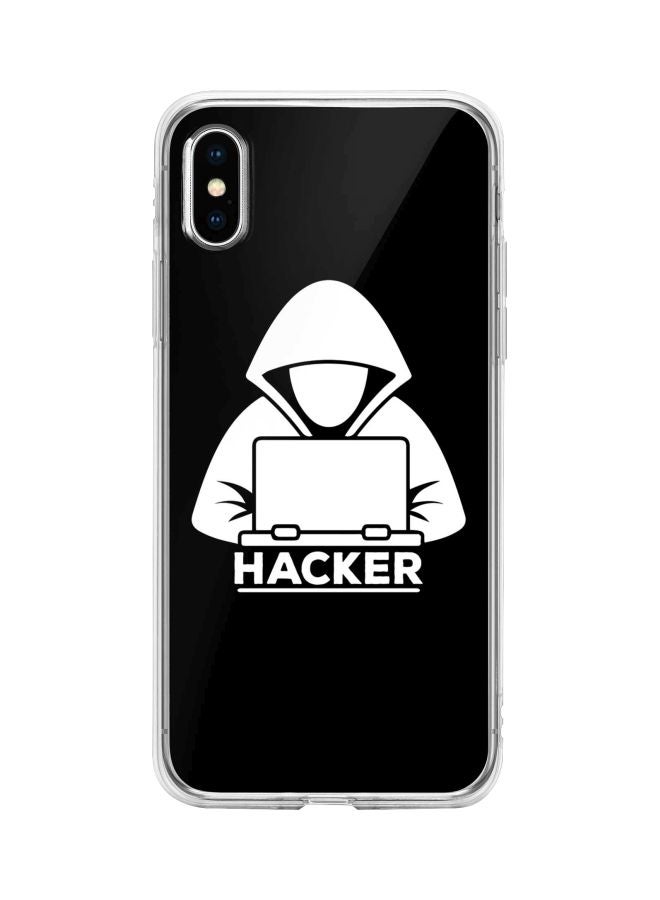 ستايلايزد غطاء حماية سلسلة كلاسيك كلير بطبعة "Hacker" لهاتف أبل آيفون XS\X أسود/ أبيض - Image 1