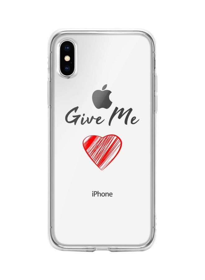 ستايلايزد غطاء حماية من سلسلة كلاسيك بطبعة عبارة "Give Me Love" لهاتف أبل آيفون XS/X شفاف/أسود/أحمر - Image 1