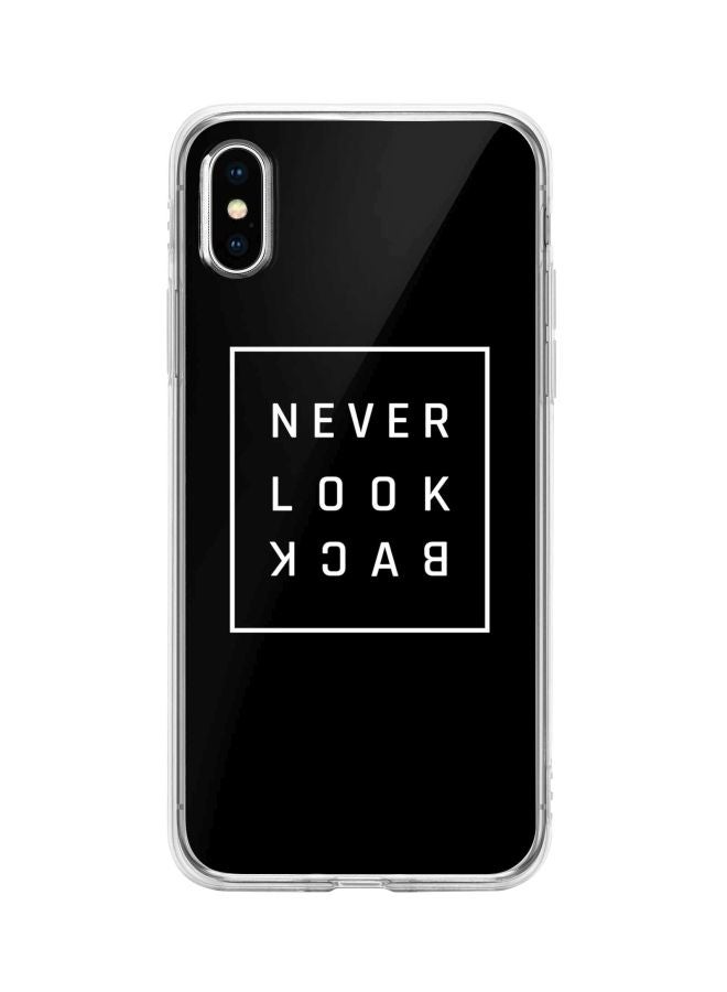 ستايلايزد غطاء حماية كلاسيك كلير سيريز بطبعة عبارة "Never Look Back" لهواتف أبل آيفون XS/X أسود/ أبيض - Image 1