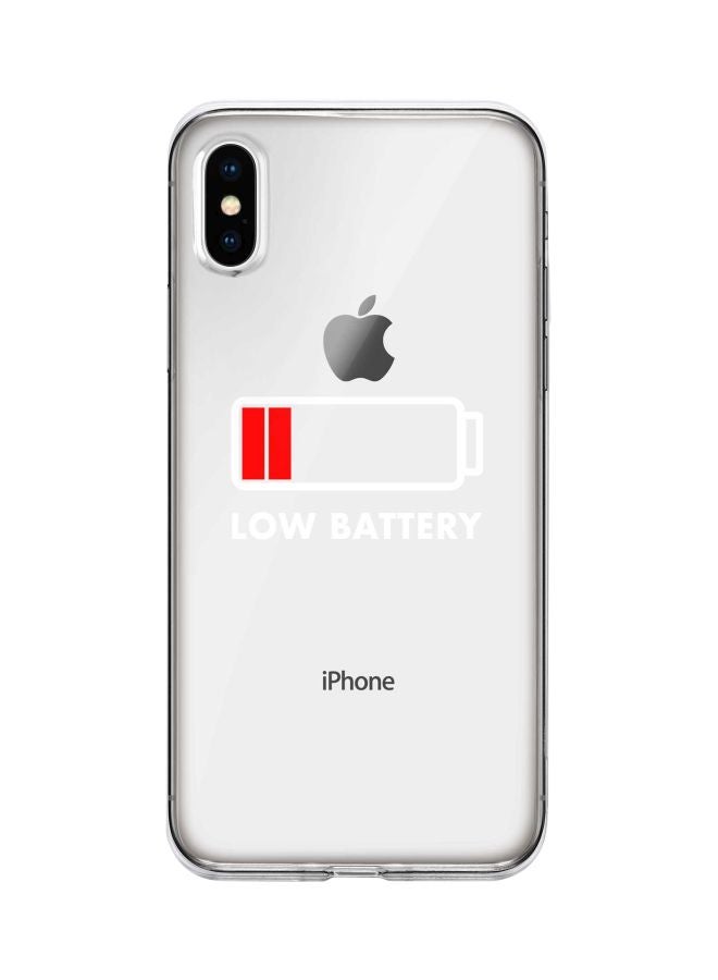 Stylizedd Classic Clear Series Low Battery Printed Case Cover For Apple iPhone XS Max Clear/Red/White - Image 1