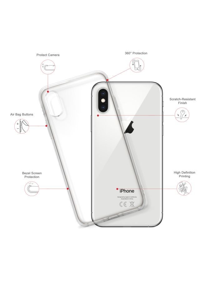 Stylizedd Classic Clear Series Low Battery Printed Case Cover For Apple iPhone XS Max Clear/Red/White - Image 2