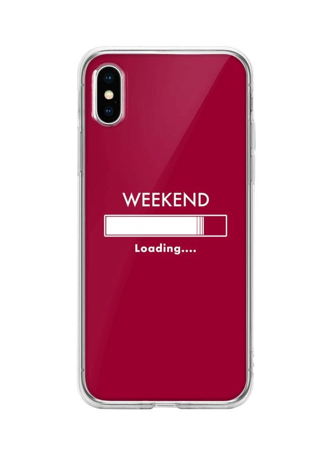 ستايلايزد غطاء حماية من سلسلة كلاسيك كلير مطبوع عليه عبارة "Weekend Loading" لهاتف أبل آيفون XS /X وردي/أبيض - Image 1