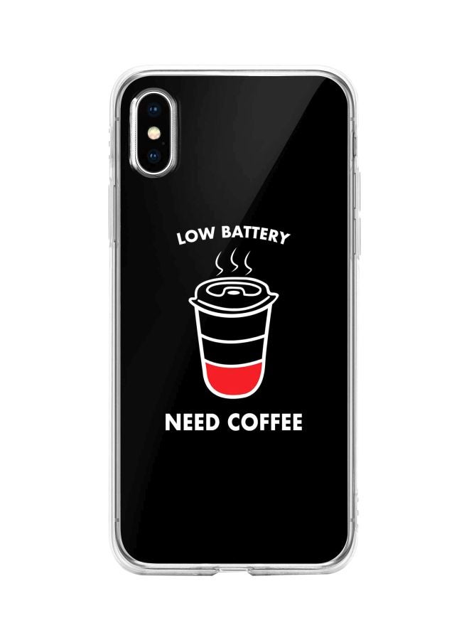 ستايلايزد غطاء حماية من سلسلة كلاسيك كلير بطبعة عبارة "Low Battery" وعبارة "Need Coffee" لهاتف أبل آيفون XS/X أسود / أبيض / أحمر - Image 1