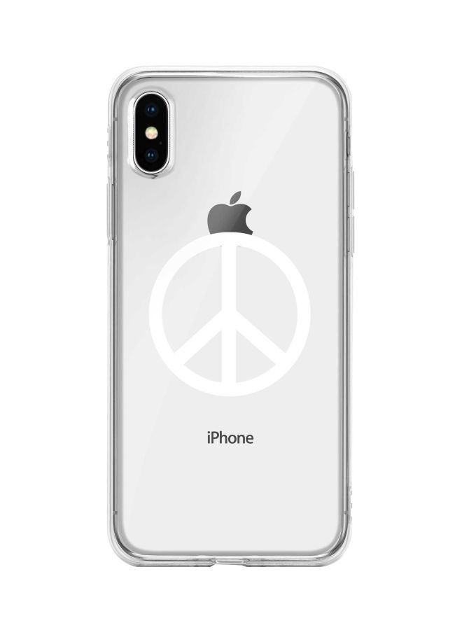 Stylizedd Classic Clear Series Peace Sign Printed Case Cover For Apple iPhone XS/X Clear/White - Image 1