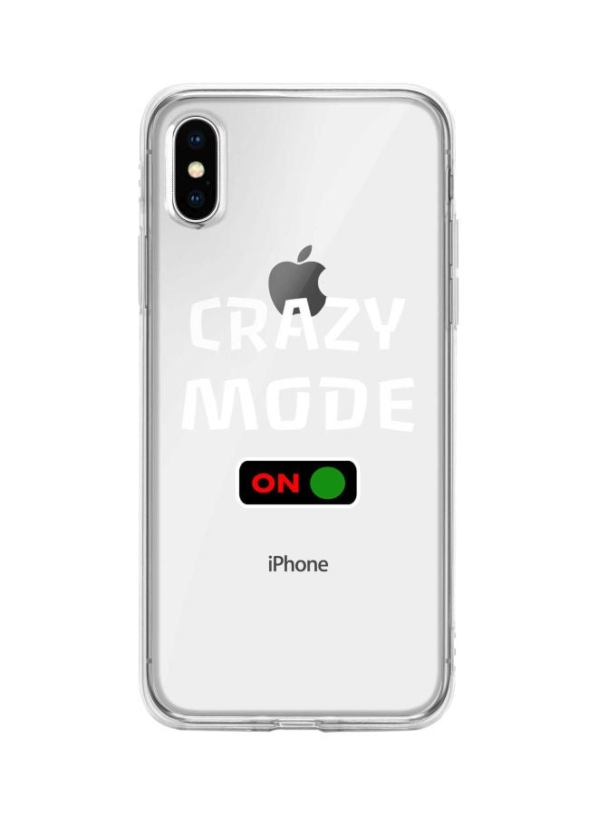 ستايلايزد غطاء حماية كلاسيك كلير سيريز بطبعة عبارة "Crazy Mode On" لهواتف أبل آيفون XS/X شفاف/أبيض/أسود - Image 1