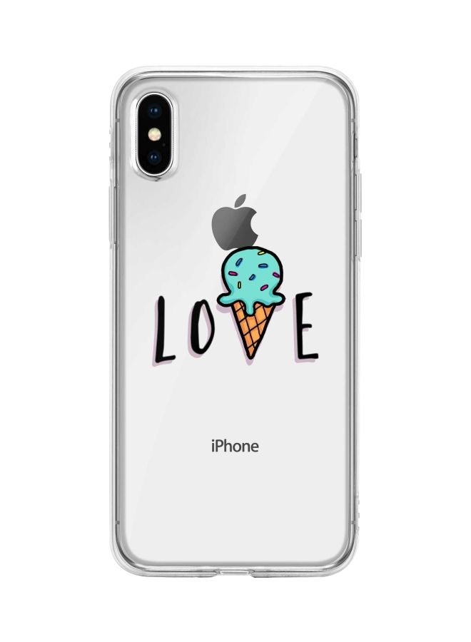 Stylizedd Classic Clear Series Love Icecream Cone Printed Case Cover For Apple iPhone Xs/X Clear/Yellow/Blue  - Image 1