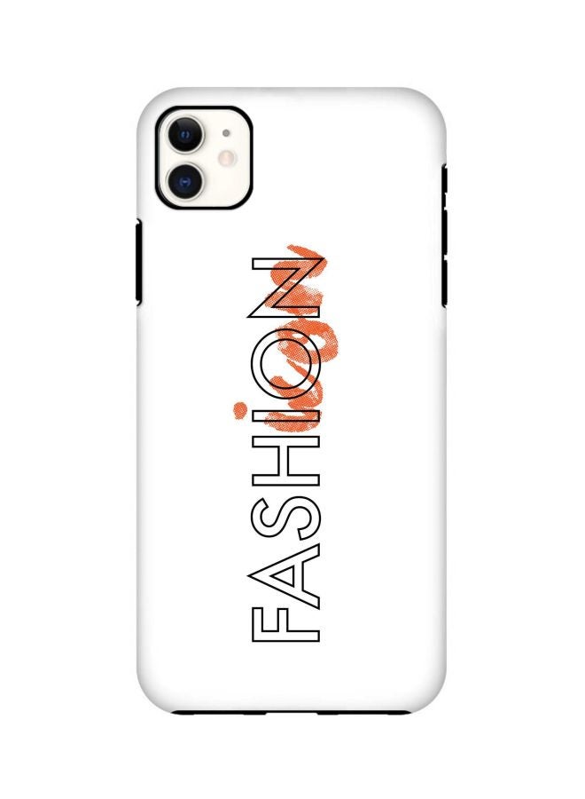 ستايلايزد غطاء حماية بطبعة Fashion Icon من سلسلة تاف برو لهاتف أبل آيفون 11 أبيض/أسود/برتقالي - Image 1