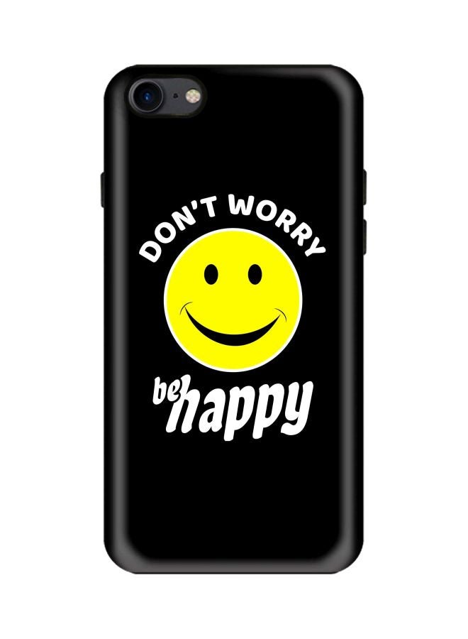 ستايلايزد غطاء حماية واقٍ بطبقتين مطبوع عليه عبارة "Don'T Worry Be Happy" لهاتف أبل آيفون 8 أسود/ أبيض/ أصفر - Image 1