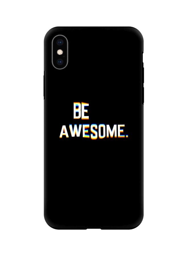 ستايلايزد غطاء حماية من سلسلة تاف برو بطبعة عبارة "Be Awesome" لهاتف أبل آيفون Xs ماكس أسود/ أبيض - Image 1