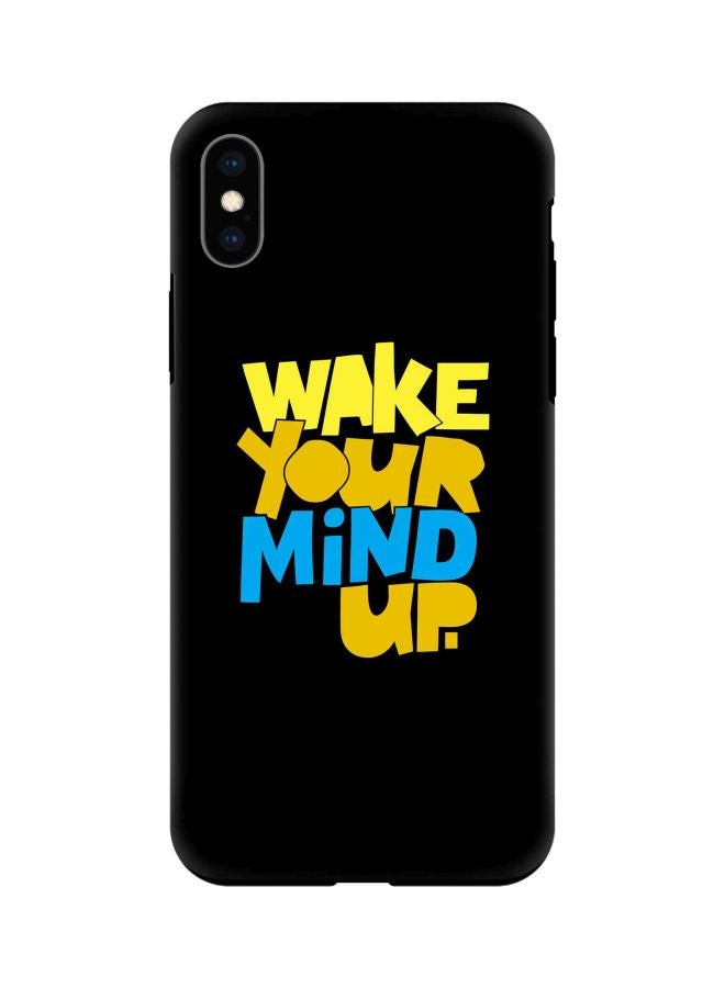 ستايلايزد غطاء حماية متين من سلسلة تاف برو مزين بطبعة عبارة "Wake Your Mind Up" لهاتف أبل آيفون XS ماكس أسود/ أصفر/ أزرق - Image 1