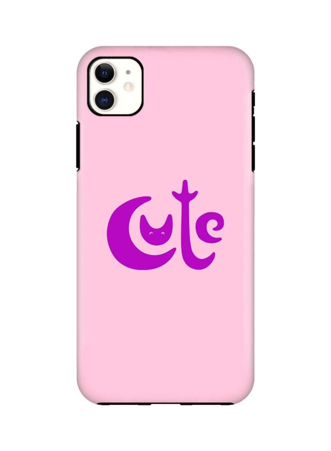 ستايلايزد غطاء حماية من سلسلة تاف برو مطبوع عليه كلمة "Cute" لهاتف أبل آيفون 11 وردي/أرجواني - Image 1