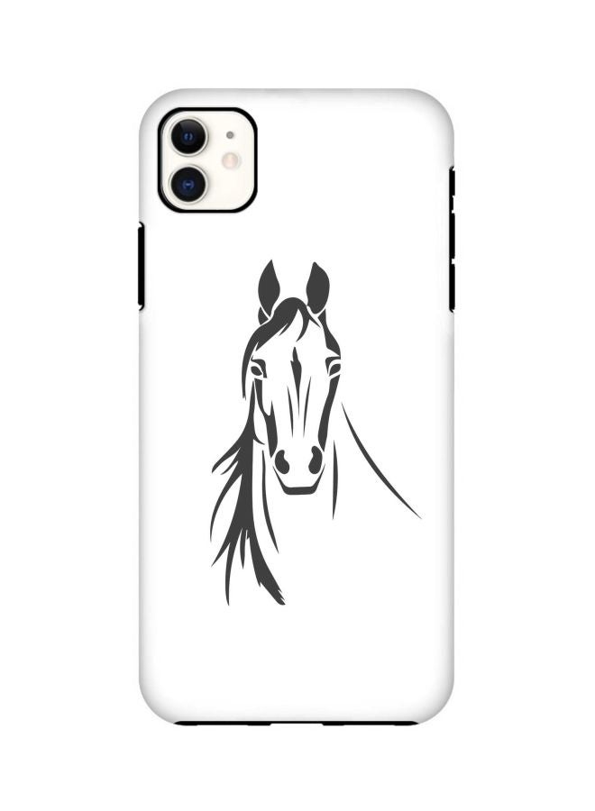 Stylizedd Tough Pro Series Arabian Stallion Printed Case Cover For Apple iPhone 11 White/Black - Image 1