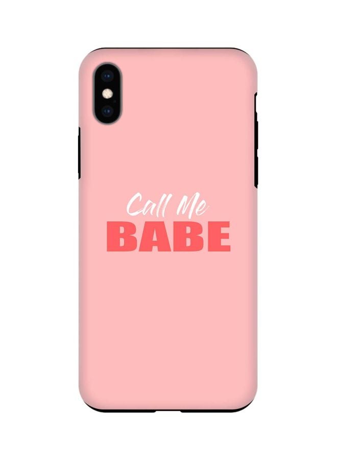 ستايلايزد غطاء حماية من سلسلة تاف برو بطبعة عبارة "Call Me Babe" لهاتف أبل آيفون XS ماكس وردي/أبيض - Image 1