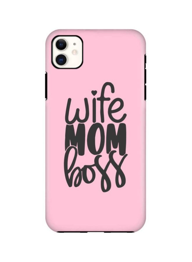 Stylizedd Tough Pro Series Wife Mom Boss Printed Case Cover For Apple iPhone 11 Pink/Black - Image 1