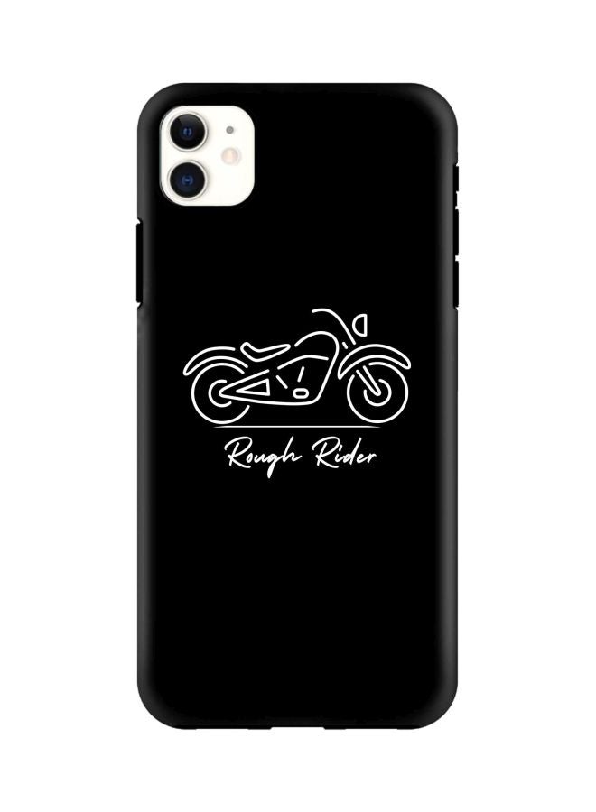ستايلايزد غطاء حماية بطبقتين وطبعة عبارة "Rough Rider" لهاتف أبل آيفون 11 أسود/ أبيض - Image 1