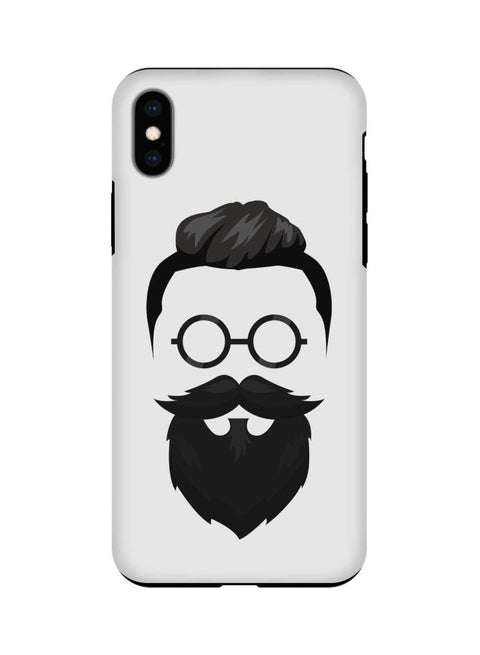 Beard Hipster Printed Double Layer Protective Case Cover For Apple iPhone Xs Max Grey/Black