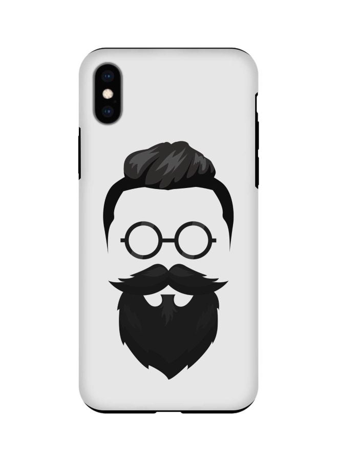 Beard Hipster Printed Double Layer Protective Case Cover For Apple iPhone Xs Max Grey/Black