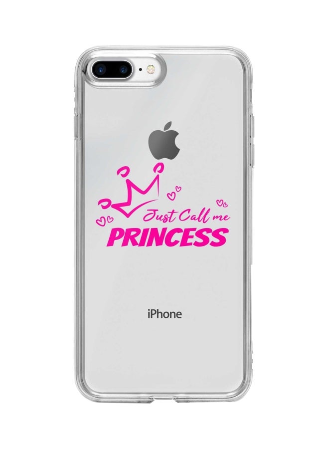 Stylizedd Just Call Me Princess Printed Protective Case Cover For Apple iPhone 8 Plus Clear/Pink - Image 1