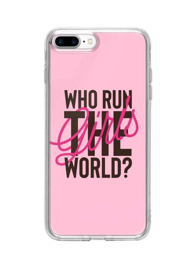Stylizedd Classic Clear Series Who Run The World? Printed Case For Apple iPhone 8 Plus Pink/Black - Image 1