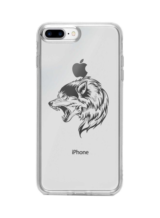 ستايلايزد غطاء حماية مرن ورفيع من سلسلة كلاسيك كلير مصنوع من جل البولي يوريثان الحراري اللين ومطبوع برسمة دب غاضب لهاتف أبل آيفون 8 بلس شفاف/ أسود - Image 1
