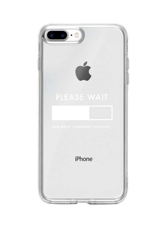ستايلايزد غطاء حماية واقِ لهاتف آيفون 8 بلاس من أبل بطبعة تحمل عبارة "Please Wait" شفاف/ أبيض - Image 1
