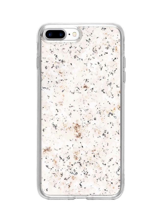 Stylizedd Classic Clear Series Marble Design Printed Case Cover For Apple iPhone 8 Plus Beige/Brown/Grey - Image 1