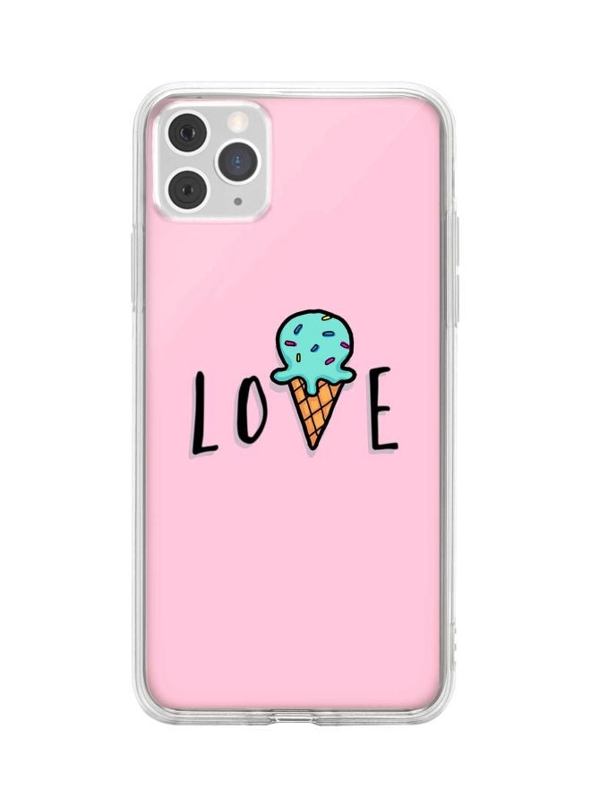 ستايلايزد غطاء حماية من سلسلة كلاسيك كلير بطبعة آيس كريم وكلمة "Love" لهاتف أبل آيفون 11 برو وردي/ أسود / أزرق - Image 1