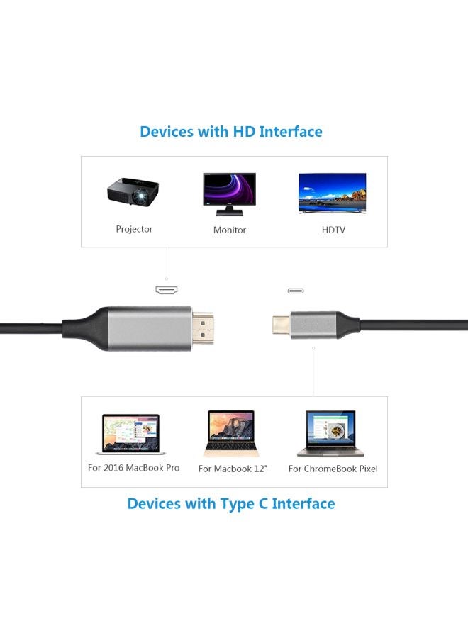 docooler Type-C To HD Adapter Cable Black/Grey  - Image 5