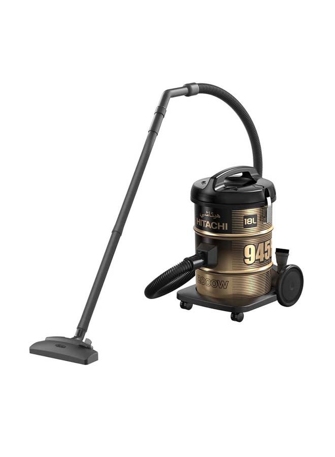 هيتاشي مكنسة كهربائية 18 L 2000 W CV-945F SS220 BK ذهبي/ أسود  - Image 1