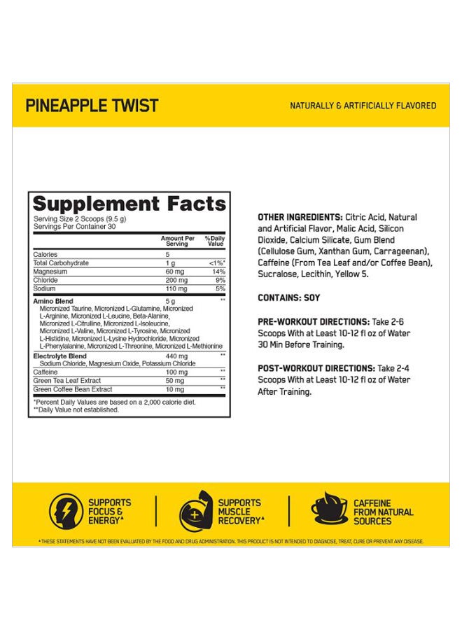 Optimum Nutrition Essential Amin.O Energy - Pineapple Twist - 285 Gram  - Image 3