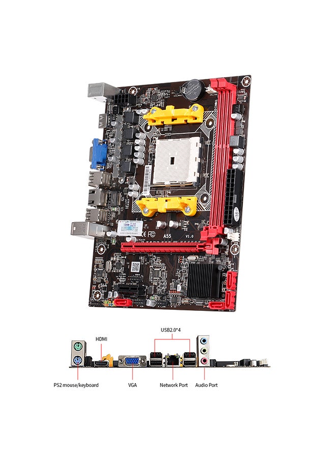 Generic - A55 Dual DDR3 Motherboard Gaming Motherboard Black - Image 1