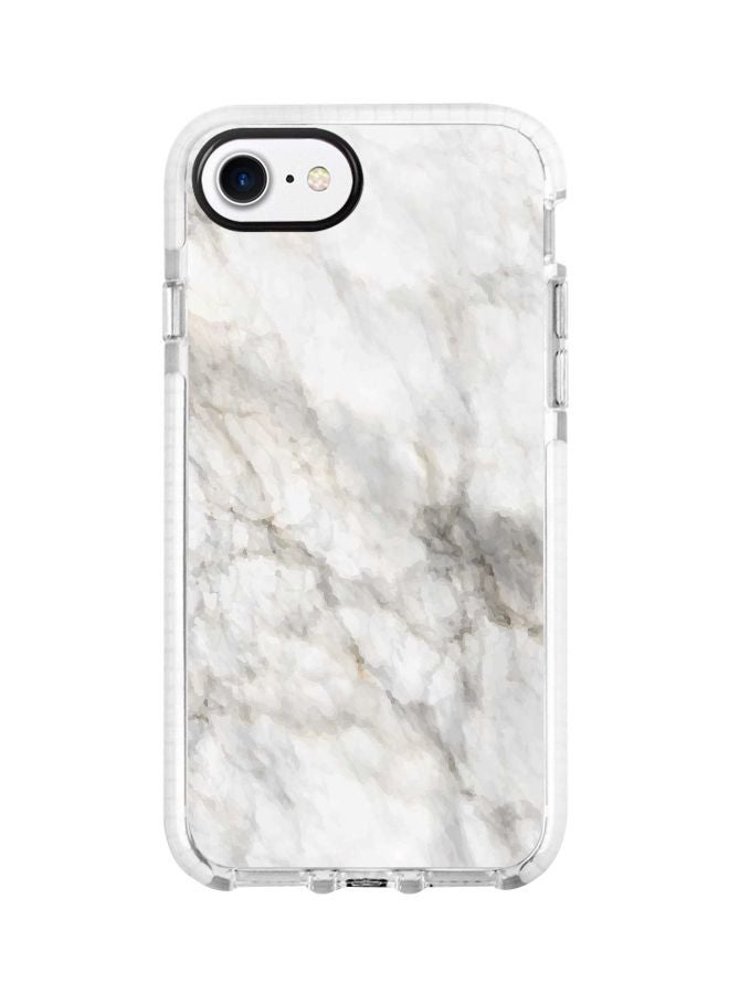 ستايلايزد غطاء حماية واقٍ ثنائي الطبقات ومزين بطبعة رخامية لهاتف أبل آيفون 8 أبيض/ بيج/ رمادي - Image 1